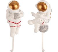 Holibanna Lot de 2 Crochets Muraux Adhésifs Décoratifs en Résine Forme Astronaute, Petits Crochets Muraux Auto-adhésifs pour Serviettes et Vêtements, Utilisation Multifonctionnelle Cuisine