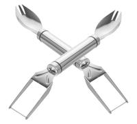Holibanna Lot de 2 Fourchettes à Pastèque en Acier Inoxydable, Trancheuse Pratique pour Couper la Pastèque en Cubes, Facile à Ranger, Ustensile Portable pour Fruits