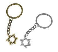 Holibanna Lot de 2 Porte-Clés Hexagonaux Étoile à Six Branches en Métal Couleurs Bronze et Argenté Porte-Clés Voiture et Porte Polyvalent Anneau Robuste Accessoires Religieux et Wiccan