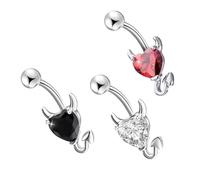 Holibanna Lot de 3 Anneaux de Nombril en Blanc Plaqué Zircons Cœur, Bijoux de Ventre pour Femmes, Piercing Nombril Original, Accessoires Élégants pour Tenue Quotidienne et Fêtes