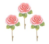 Holibanna Lot de 3 Crochets Muraux en Résine Forme de Rose, Cintres Décoratifs Perforés pour Porte, Crochet Multifonction pour Manteaux, Chapeaux et Paquet, Rangement Pratique Maison