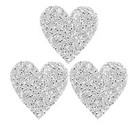 Holibanna Lot de 3 Écussons Thermocollants de Cœur 7 CM Strass Argentés Stickers Autocollants Décoratifs pour Vêtements Chaussures et Accessoires DIY Strass Brillants pour