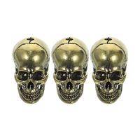 Holibanna Lot de 3 pendentifs crâne en laiton antique - Décoration Steampunk - Accessoire miniature d'Halloween - Ornement de table rustique pour la création de bijoux gothiques