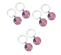 Holibanna Lot De 3 Porte-clés Drapeau Américain Gadget Patriotique Tendance Robuste Décoration Chic Pour La Famille Et Les Pour Le 4 Juillet 2 Pièces X 3