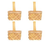 Holibanna Lot de 4 petites corbeilles en osier avec anse, paniers à fruits, à fleurs, tressées, convient au mariage, en rotin, style cottage, pour décoration de table