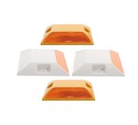 Holibanna Lot de 4 Plots Réfléchissants en Plastique pour Balisage Routier, Plots de Signalisation Jaune et Blanc, Résistants aux Chocs, Marquage Sécurité pour Routes, Parkings et