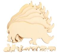 Holibanna Lot de 48 Pièces de Découpes D’Animaux en Bois Naturel Non Finition 8 Modèles X 6 Unités Tranches en Bois DIY pour Décoration Peinture et Bricolage Créatif pour Garçon et