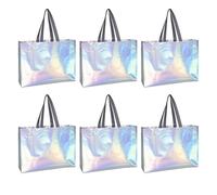 Holibanna Lot de 6 Paquet d'emballage Fourre-Tout Moyen en Non-tissé Irisé, Réutilisables, Poignées Renforcées, pour Courses, Pique-niques et Voyages en Plein Air, Paquet Présent Pratique