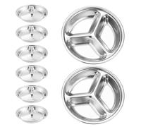 Holibanna Lot de 8 Petits Plats à Sauce Ronds en Acier Inoxydable 3 Compartiments, Design Empilable, Maison Pique-niques