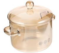 Holibanna Marmite en Verre Borosilicate 1500ml avec Couvercle, Résistante la Chaleur, Facile à Nettoyer, pour Mijoter Poulet Braisé et Nouilles Instantanées en Famille