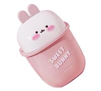 Holibanna Mini Poubelle de Bureau à Clapet Conteneur de Rangement en Plastique Rose et Blanc Petit Seau de Déchets Mignon pour Chambre Salle de Bain Bureau Cuisine Poubelle Compacte et