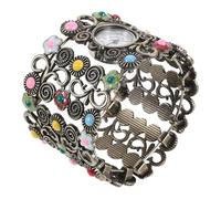 Holibanna Montre-Bracelet Ethnique - Montre- Bracelet Fleuri Style bohème Vintage - Manchette Tendance, Bijou bohème, pour Une invitée à Un Mariage ou pour la Saint-Valentin