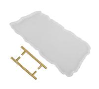 Holibanna Moule Silicone Résine pour Plateau Irrégulier avec Poignées Métalliques Moule à Époxy Durable pour Diy Création de Plateaux et Décoration Intérieure