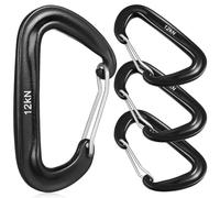 Holibanna Mousquetons d'escalade Robustes en Alliage D'aluminium 12kn Forme d Noir 4 Pièces pour Camping Randonnée et Équipement Extérieur