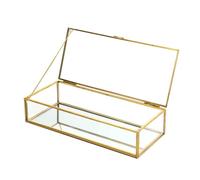 Holibanna organisateur de bijoux cube anneau en verre boîte d'affichage géométrique boîte de rangement rétro suspendu support vintage doré (or)