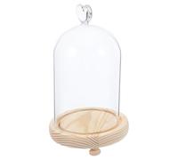 Holibanna Ornement en Cloche de Verre 10x15 cm Forme cœur avec Base Lumineuse Blanche Chaude, pour décoration de Bureau et Exposition de Fleurs ou Objets artisanaux