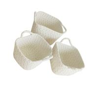 Holibanna Panier de Rangement Pratique en Corde de Coton Blanc, Lot de 3 Pièces Cousues Main, Solide et Simple, pour Organiser Chambre et Dressing