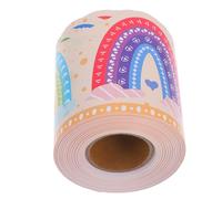 Holibanna Papier Décoratif Bordure Arc-en-ciel 16 Mètres, Rouleau pour Tableau D'affichage de Classe, Bordure Pastel Motifs Cœurs et Pois, Papier Épais Souple Résistant, Décoration Salle