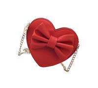 Holibanna Paquet à Bandoulière en Cuir PU De Cœur Nœud Sac Travers pour Fille Rouge Taille Petite pour École Et Fête