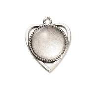 Holibanna Paquet de 2 DIY Plating Retro Pendant Trays With Heart And Round Bezel For Jewelry Making Crafting Kit Antique
