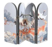 Holibanna Paravent Pliable en Acrylique et PVC Mousse à 4 Panneaux Motif Vintage Chinois Élégant, Décoration de Table Pliable pour Centre de Table du Nouvel an Lunaire