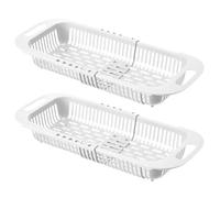 Holibanna Passoire Extensible Blanche en Pp pour Légumes et Fruits, Panier Égouttoir 2pcs, Accessoire Pratique Cuisine Fonction Drainage -dessus de L'évier