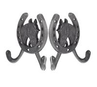 Holibanna Patère Vintage en Fer Forgé Double Crochet Mural de Cheval, Lot de 2 Pièces pour Penderie et Rangement, Décoration Rustique Maison
