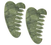 Holibanna Peigne Design Ergonomique en Jade Naturel du Cuir Chevelu de Massage 2pcs pour Détente Couleur Vert Clair la Maison Voyage