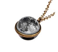 Holibanna Pendentif Galaxie Collier Univers Rétro Ciel Étoilé Planètes Charme Boule de Verre Double Face Bijoux Lueur dans L'obscurité pour Homme Femme (Style 11)