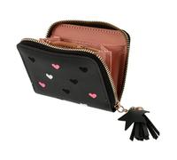 Holibanna Petit Portefeuille pour Femme Portefeuille à Fermeture Éclair Compact en Simili Cuir Noir Multifonction Rangements Multiple pour Adolescente Usage Quotidien Petit Format Pouch