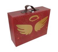 Holibanna Petite Valise Décorative en Papier Épais Rouge Ange, Boîte D'emballage Présent Portable pour Fêtes, Coffret Boîte à Dragées Légère et Pratique, Rangement pour Bijoux et Articles