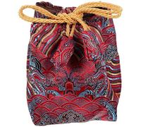 Holibanna Pochette à Cordon de Rangement 9x9x12 Cm en Coton Rouge Brodée, Paquet Présent pour Sachet de Thé, Friandises et Collations, Paquet de Rangement Pratique et Polyvalent