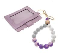 Holibanna Porte-Cartes Perlé Titulaire Portefeuille Porte-clés Bracelets De Rétractable Porte-clés Porte-Quart Trousse Cerceau De Clé Accessoires Fil Longes Violet,Mauve De Silice