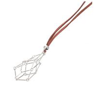 Holibanna Porte-collier Porte-pierre Cristal En Métal Et Cuir Réglable, Collier Diy Pour Femme, Accessoire Bijou Fait Main Pour Pendentif Cage Vide, Style Vintage, Taille Unique