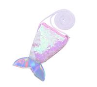 Holibanna Porte-Monnaie Barrette Bagage à Main Sacoche Portable Wallet Trousse Voyage Peluche Femmes décor de sirène Sacs bandoulière Portefeuille à Paillettes Portefeuille sirène Rose