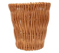 Holibanna Poubelle Tressée en Osier en Rotin, Corbeille Compacte Élégante | Design Ventilé, Style Chic et Chaleureux, pour Toilettes, Bureau à Domicile, Magazines et Toilettes