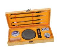 Holibanna Set de Calligraphie Chinoise pour Étudiants Trésors avec Pierre à Encre Pinceau Écriture et Bâton Encre Coffret Cadeau pour Pratique et Apprentissage Traditionnel