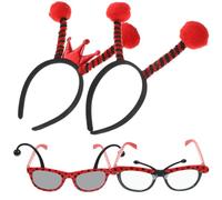 Holibanna Set de Costume Ladybug Bandeau Rouge en Plastique Léger et Lunettes Décoratives, Accessoire de Cosplay Confortable et Surface Lisse pour Fête et Mascarade