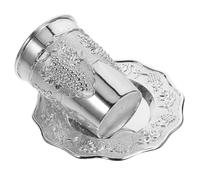 Holibanna Set De Coupe à Vin Kiddush avec Soucoupe pour Shabbat Alliage Argenté Tasse Délicate Religieuse pour Vin Chabbat Et Cérémonie