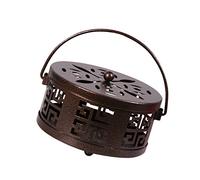 Holibanna Support Brûleur de Parfum Ignifugé Vintage en Fer avec Couvercle, Design Creux Rétro, Support Métallique pour Maison, Intérieur et Décoration Classique, Brûleur Spirale,
