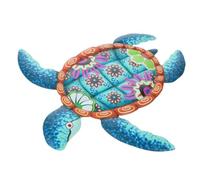 Holibanna Tenture murale tortue en fer pendaison sculpture ornements de clôture en plein air monté décorations décoration extérieure d’art mural de tortue artisanat d'art mural le fer Blue