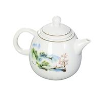 Holibanna Théière Céramique Blanche avec Motif Doré Bouilloire Maison Pratique à Poignée Latérale Ergonomique Design Créatif pour Salon Bureau et