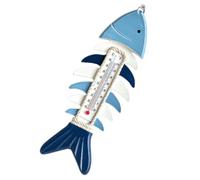 Holibanna Thermomètre à Suspendre Mural en Bois Forme Arête de Poisson Décor Nautique Mesure Précise Température Ambiance Marine Bord de Mer pour Intérieur