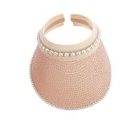 Holibanna visière Chapeau Femme Chapeaux Femme Bonnet Visiere Femme Sunscreen Toppers Casquettes de Paille d'été Femmes vides Chapeaux de Soleil décontractés Perles d'imitation Rose
