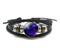 Holibao Zodiac Signs Spirit Bracelet,Handmade Woven Multilayer Adjustable 12 Constellation Zodiac PU Leather Bracelets Unisex,Glow in the Dark Zodiac Jewelry Gifts For Women Men (Aquarius)