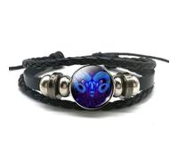 Holibao Zodiac Signs Spirit Bracelet,Handmade Woven Multilayer Adjustable 12 Constellation Zodiac PU Leather Bracelets Unisex,Glow in the Dark Zodiac Jewelry Gifts For Women Men (Aries)