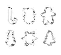 Holiday Baking Cutters - 6 Piece Christmas Mold Set for Treats | Stainless Steel with Candy Cane Snowflake Shapes, Compact Design, Tools for Pastry Fondant Dessert