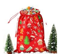 Holiday Candy Gift Bags - Non-Woven Drawstring Pouches, Christmas Snack Storage for Winter Holiday Party, Celebration, Candy, Treats, Small Toys, Seasonal Gift Giving