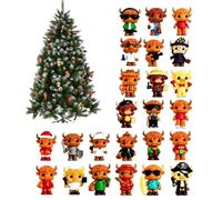 Holiday Countdown 24 Days 3D Cute Cow Christmas Decors | Calendar Advent Holiday Decor for Kids Teens Adults Home Table Desk Bookshelf Fireplace Mantle