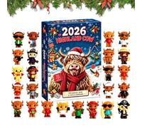 Holiday Countdown 24 Days 3D Cute Cow Christmas Decors | Calendar Advent Holiday Decor for Kids Teens Adults Home Table Desk Bookshelf Fireplace Mantle